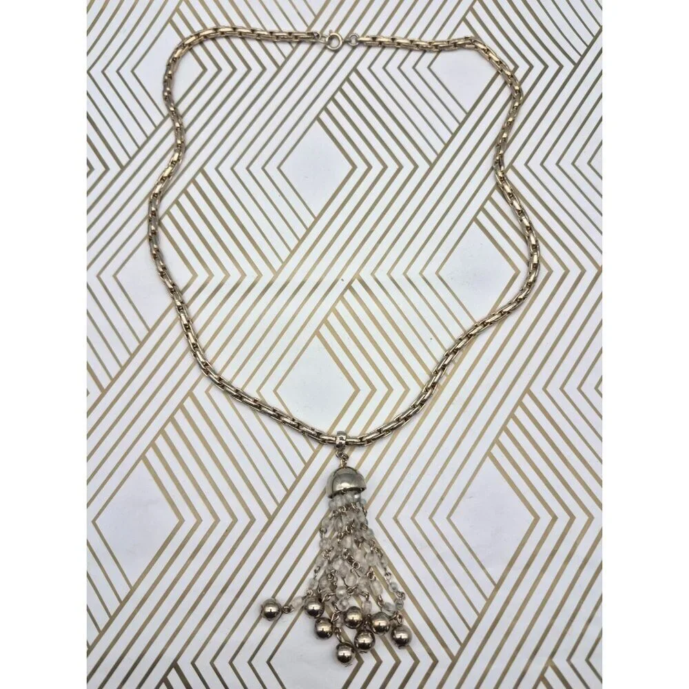 Cute Thick Gold Tone Chain with Dangle Tassel Pendant 24